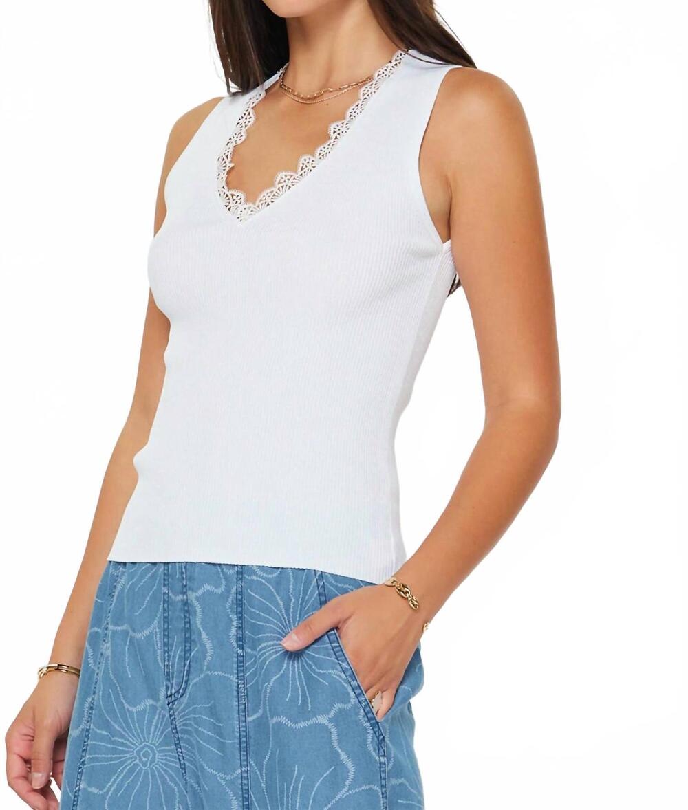 NEW CURRENT AIR lace neck tank in white